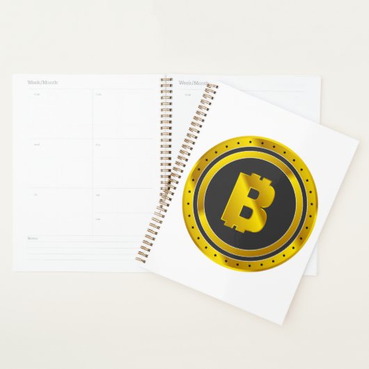 Golden Bitcoin Symbol Digital Currency プランナー手帳 (ディスプレー)