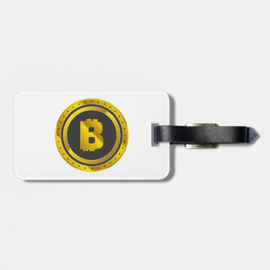 Golden Bitcoin Symbol Digital Currency ラゲッジタグ (裏面横)