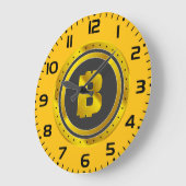 Golden Bitcoin Symbol Digital Currency ラージ壁時計 (傾斜)