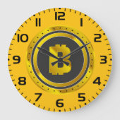 Golden Bitcoin Symbol Digital Currency ラージ壁時計 (正面)