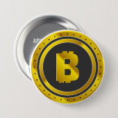 Golden Bitcoin Symbol Digital Currency 缶バッジ (正面&裏面)