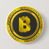 Golden Bitcoin Symbol Digital Currency 缶バッジ (正面)