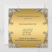 Golden Black Party Invitation with Floral Pattern 招待状 (裏面)