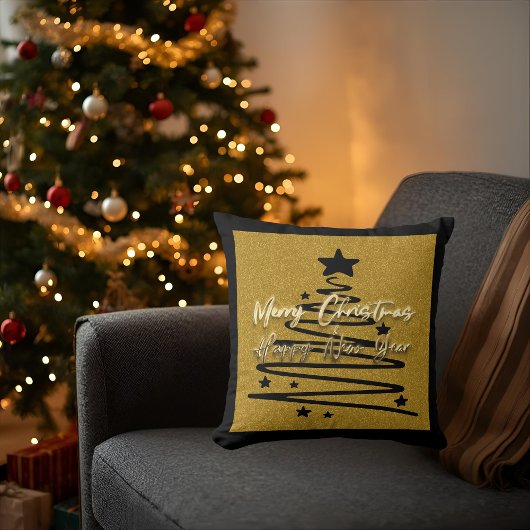 Golden Black Throw Pillow クッション
