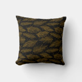 Golden black vintage feather pattern クッション (正面)