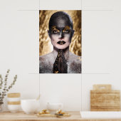 Golden Black Woman Body Paint Fashion Art ポスター (キッチン)