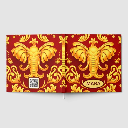 Golden Blessings: Personalized Elephant Mara QR    ゲストブック (全面)