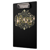 Golden Bliss: Elegant Floral Happy クリップボード (左)