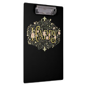 Golden Bliss: Elegant Floral Happy クリップボード (右)