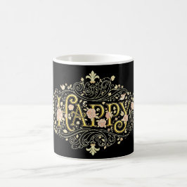 Golden Bliss: Elegant Floral Happy コーヒーマグカップ