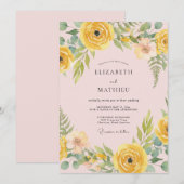 Golden Bloom Aesthetic Wedding 招待状 (正面/裏面)