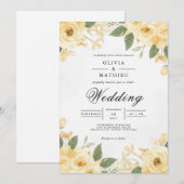 Golden Bloom Botanical Arch Wedding 招待状 (正面/裏面)