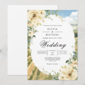 Golden Bloom Botanical Romance Wedding 招待状 (正面/裏面)