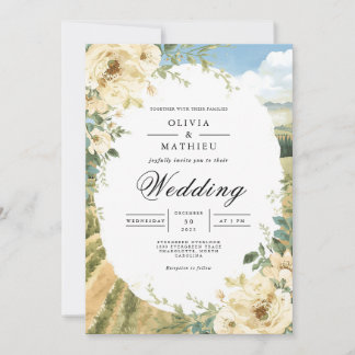 Golden Bloom Botanical Romance Wedding 招待状