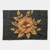 Golden Bloom Floral キッチンタオル (横)