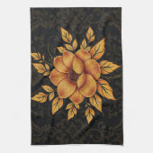 Golden Bloom Floral キッチンタオル (縦)