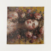 Golden Bloom Goddess – Square Art Tapestry タペストリー (正面(横))
