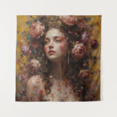Golden Bloom Goddess – Square Art Tapestry タペストリー (正面)