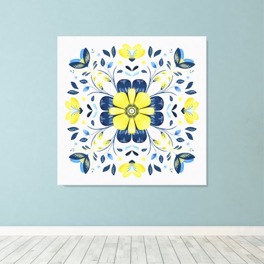 Golden Bloom Harmony キャンバスプリント (インサイチュ (ウッドフロア))