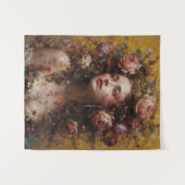 Golden Bloom Muse – Vertical Wall Tapestry タペストリー (正面(横))