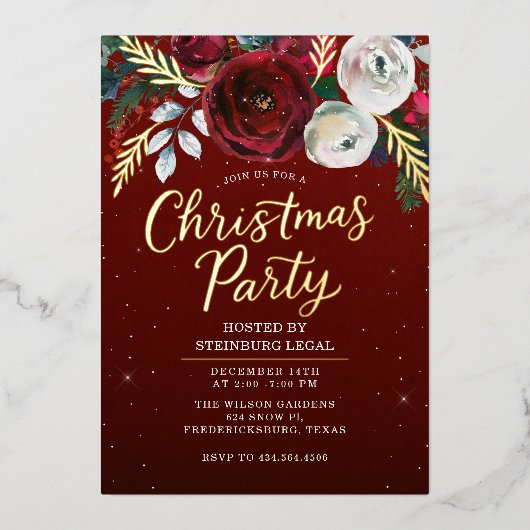 Golden Bloom Office Corporate Christmas Party  箔招待状 (正面)