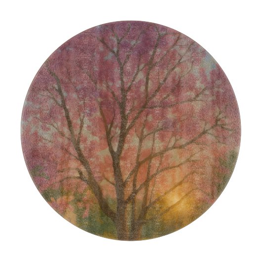 Golden Bloom – Sunset Garden Painting カッティングボード (正面)