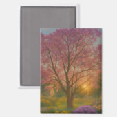 Golden Bloom – Sunset Garden Painting マグネット (正面/裏面)