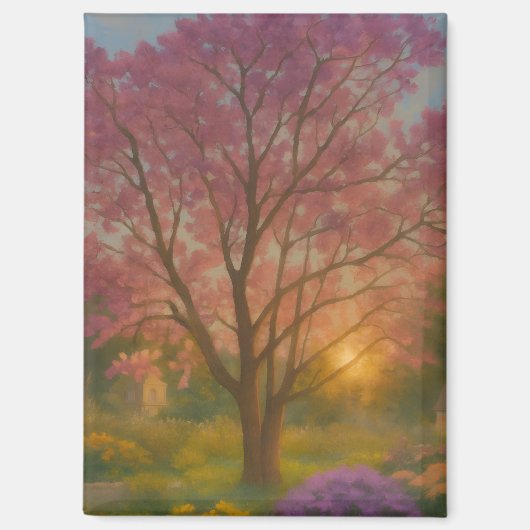 Golden Bloom – Sunset Garden Painting マグネット (正面)