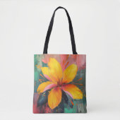Golden Bloom – Vibrant Abstract Floral Expression トートバッグ (正面)