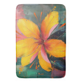 Golden Bloom – Vibrant Abstract Floral Expression バスマット (正面縦)