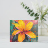 Golden Bloom – Vibrant Abstract Floral Expression ポストカード (スタンド正面)