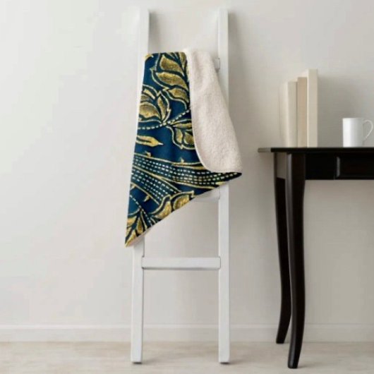 Golden Blossom Elegance  シェルパブランケット