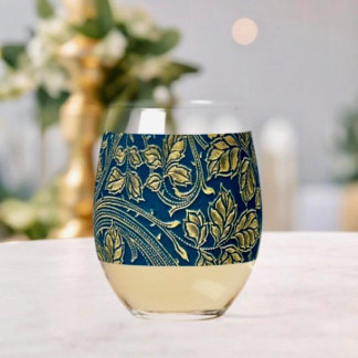 Golden Blossom Elegance ステムなしワイングラス