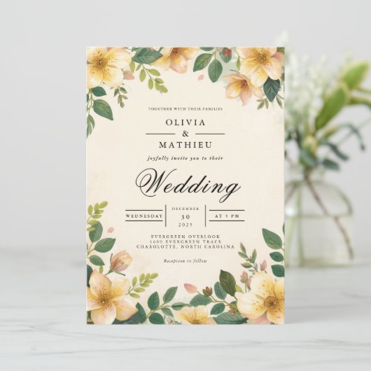 Golden Blossom Flourish Wedding 招待状 (スタンド正面)