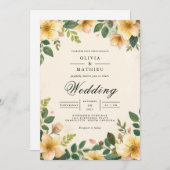 Golden Blossom Flourish Wedding 招待状 (正面/裏面)