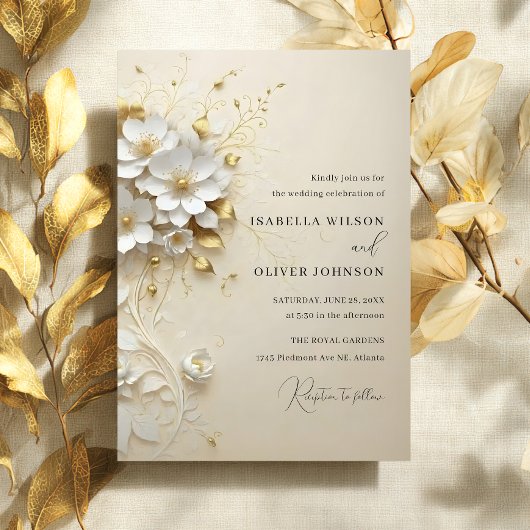 Golden Blossom Wedding Invitation 招待状