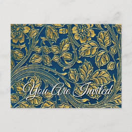 Golden Blue Elegance  Invitation Postcard インビテーションポストカード