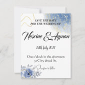 Golden blue flowers cards ノートカード (正面)
