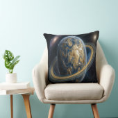 Golden Blue Planet with RIngs クッション (椅子)