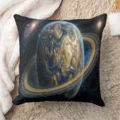 Golden Blue Planet with RIngs クッション (ブランケット)