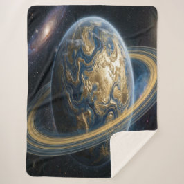 Golden Blue Planet with rings シェルパブランケット