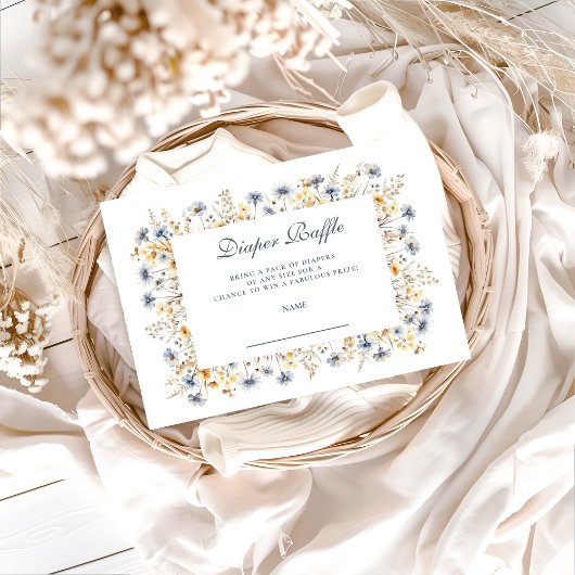 Golden Blue Wildflower Diapper Raffle エンクロージャーカード