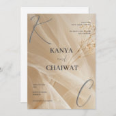 Golden Blush Botanical Wedding Invitation シーズンカード (正面/裏面)
