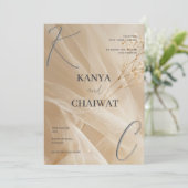 Golden Blush Botanical Wedding Invitation シーズンカード (スタンド正面)