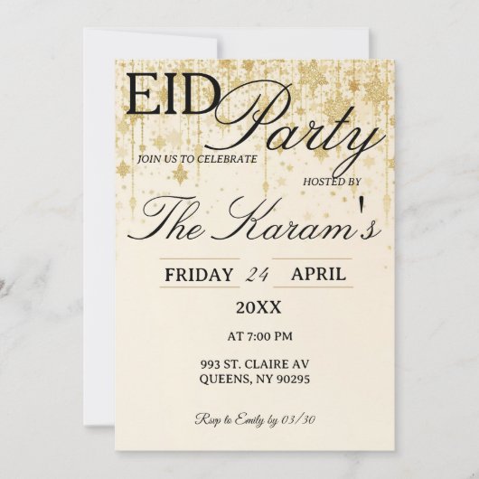 Golden Boho elegant Eid Party Invitation 招待状 (正面)