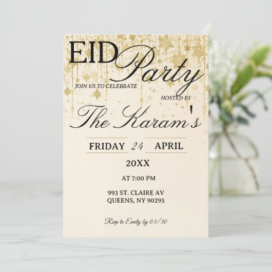Golden Boho elegant Eid Party Invitation  招待状 (スタンド正面)