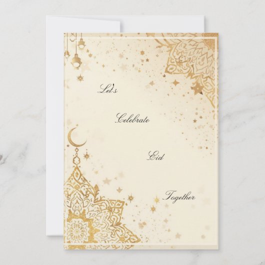 Golden Boho elegant Eid Party Invitation 招待状 (裏面)