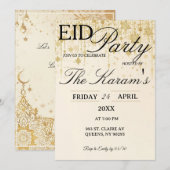Golden Boho elegant Eid Party Invitation 招待状 (正面/裏面)