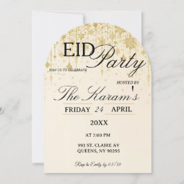 Golden Boho elegant Eid Party Invitation Card 招待状