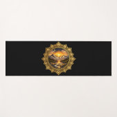 Golden Boho Mandala Mountain Sunset Art | Black ヨガマット (正面(横))